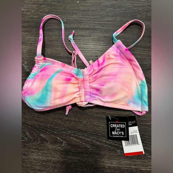 NWT California Waves Pink Cinch-Front Strappy Bikini Top - Picture 3 of 7